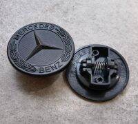 โลโก้เบนซ์ ดำล้วน ดาวจม งานโลหะ ขนาด 5.6 cm Mercedes Benz C E S class W204 W212 Engine cover horizontal emblem Front badge