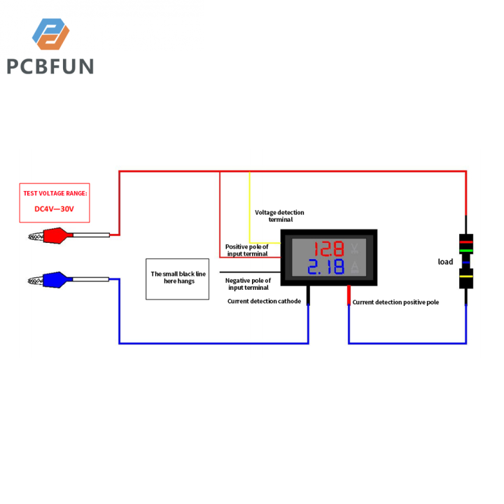 pcbfun-shockley-0-28-แอมมิเตอร์กระแสตรงเครื่องวัดแรงดันไฟฟ้าแบบดิจิตอล100v-แรงดันไฟฟ้า10a-แอมป์จอแสดงผล-led-คู่เครื่องวัดค่ามิเตอร์ปัจจุบันพร้อมสายเชื่อมต่อ