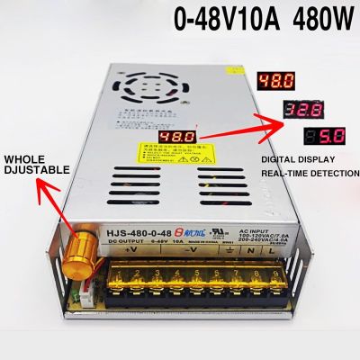 {“》 -- 480W 10A 0-48V ปรับสวิตช์จ่ายไฟสลับได้ HJS-480-0-48แรงดันไฟฟ้ากระแสตรง SMPS ที่ควบคุมได้พร้อมจอแสดงผลดิจิตอล110/220VAC
