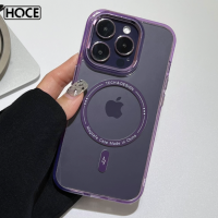 เคสโทรศัพท์อะคริลิคแม่เหล็กใสหรูหราของ HOCE สำหรับ iPhone 14 13 Pro Max 14 Plus เคสปิดคลุมป้องกันการกระแทกใส