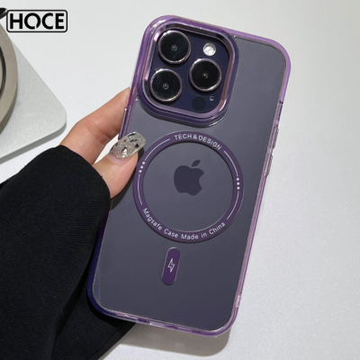 HOCE Magsafe เคสโทรศัพท์อะคริลิคใสลายลูกกวาดสำหรับ iPhone 14 13 Pro Max 14 Plus เคสใสฝาแข็งแม่เหล็กกันกระแทก