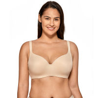 Plus Size Seemless T-Shirt Bra Full-Coverage Balconette Big Size Underwire Support Beige Black White 34-44 B C D DD E F