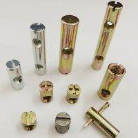 10Pcs Double Dual ​Hole Slotted Barrel Nut Cylinder Shape Furniture Fitting Bed Cabinet Insert Bolt Zinc Plated M8/M6