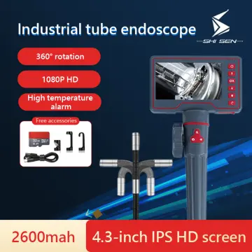 Endoscope Camera, 360 Degree Steering Industrial Endoscope Camera 360° Auto  Rotation Dual Lens 4.3'' IPS Screen Inspection Borescope 9 LEDs 32GB
