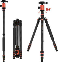 GEEKOTO 79 inches Carbon Fiber Camera Tripod Monopod with 360 Degree Ball Head 1/4 inch Quick Shoe Plate Professional Tripod Load up to 26.5 pounds