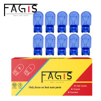 Fagis 10ชิ้น T20 7440 7443 W21W W215วัตต์12โวลต์21วัตต์215วัตต์ธรรมชาติสีฟ้าแก้วเบรกหลอดไฟหยุดแสงไฟเลี้ยวโคมไฟรถยนต์หลอดฮาโลเจน