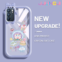 Jjlingji เคสสำหรับ OPPO Reno 6 5G Reno 6 Pro 5G Reno 6Z 5G เคสการ์ตูนอวกาศของเล่นสีสันสดใสกล้องมอนสเตอร์นิ่มสำหรับเลนส์กันกระแทกแบบใสเคสมือถือความคิดสร้างสรรค์โปร่งใสเคสป้องกันซิลิโคนเรียบง่าย