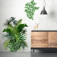 Plants Tree Wall Stickers Door Corner Room Decor Tropical Colorful Green Leaf Peel and Stick Headboard Decoration Christmas Home