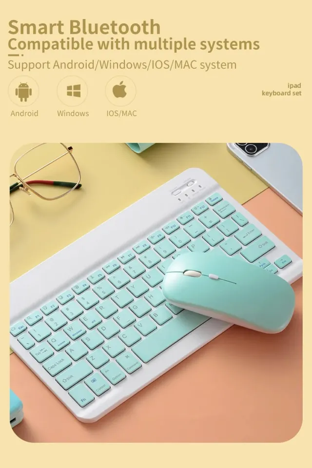 Tablet Wireless Keyboard For iPad Samsung Xiaomi Huawei Teclado Bluetooth-compatible  Keyboard and Mouse For iOS Android Windows Color: Black keyboard, Axis  Body: English Language