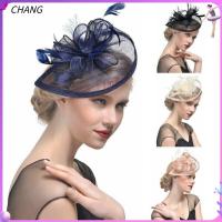 CHANG ผู้หญิงหญิงสาว Fascinators เสน่ห์งานแต่งงานหมวกขนนกกิ๊ฟติดผม Aliceband หมวกที่คาดผมงานเลี้ยงชา