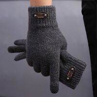 Winter Autumn Men Knitted Gloves Touch Screen High Quality Wool Solid Color Gloves Men Mitten