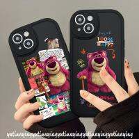 ANBV MALL เคสโทรศัพท์มือถือ ซิลิโคนนิ่ม Tpu กันรอยเลนส์กล้อง ลายการ์ตูนหมีสตรอเบอร์รี่น่ารัก สําหรับ iPhone 11 13 12 14 Pro MAX 7 6s 8 6 14 Plus XS XR X MAX SE 2020