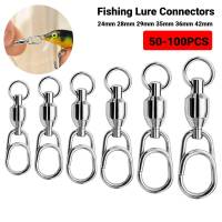 50-100Pcs Connector ตกปลา Rolling Swivel Snap สแตนเลสตกปลาหมุนลูกปืน Fast Snap Clip Fishing Lure Connect-SLPPP STORE