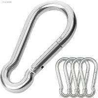 ☃﹉▪ 5PCS Stainless Steel Carabiner Heavy Duty Large Carabiner Clips Spring Snap Hook Locking Climbing Caribiners Clips. 500 lbs