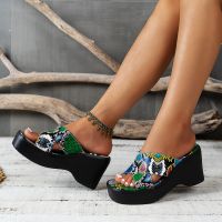 ✑♂ Ladies Shoes on Sale 2023 Platform Heels Womens Slippers New Dress Open Toe Slippers Women Fashion Snake Wedges Sandals