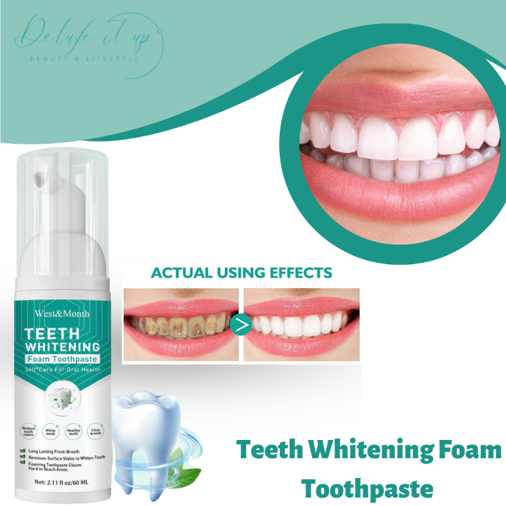 100% Effective West And Month Teeth Whitening Foam Toothpaste 