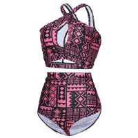 Plus Size Women Bikini Set Padded Halter neck High Waist Swimwear Beach MO