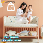 Cũi gỗ đa năng quây giường cho bé Genmama , Cũi gỗ cho bé gấp gọn 6 in 1