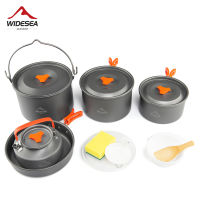 Widesea COD Camping Tableware ชุดเครื่องครัวท่องเที่ยว Cauldron กาต้มน้ำกลางแจ้งทำอาหารแขวนหม้อ Picnic อุปกรณ์ครัวแบบพกพาเดินป่า Trekking ซุปหม้อกระทะชามพับเก็บกระเป๋า