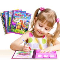 YUANTA สมุดระบายสีด้วยน้ำเปล่า สมุดระบายสีด้วยน้ำเปล่าระบายซ้ำได้ สมุดระบายสีสำหรับเด็ก สมุดวาดเขียนน้ำ Water Colour  Book, Reuseable Water Colour Book