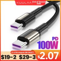 KUULAA USB C ถึง USB Type C PD 100W สาย R เร็ว5A USBC เป็น Type-C สำหรับ Macbook Ipad