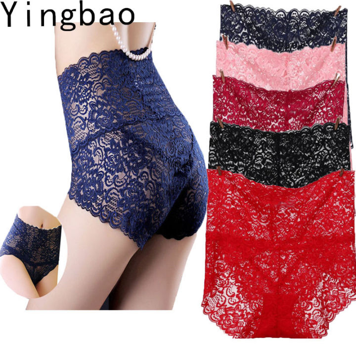 Yingbao 10 pcs Women Cotton Underwear High Waist Briefs Ladies