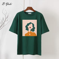 Blessyuki Cute Girl Printed T Shirt Women Summer New 100 Cotton Aesthetic Character Printed O Neck Tops Female Loose Cusual Tee