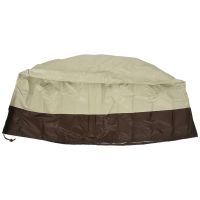 Fire Pit Cover Round-210D Oxford Cloth Heavy Duty Patio Outdoor Fire Pit Table Cover Round Waterproof Fits for 34/35/36 Inch Fire Pit Bowl Cover (36 Inch D x 24 Inch H,Beige+Brown)