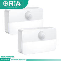 ORIA Stick-On ไฟกลางคืน2ชิ้น Motion Sensor ไฟในร่มแบตเตอรี่ขับเคลื่อนตู้ไฟแม่เหล็กในตัวสำหรับห้องนอน,ห้องน้ำ,ห้องครัว,ห้องโถง,บันได