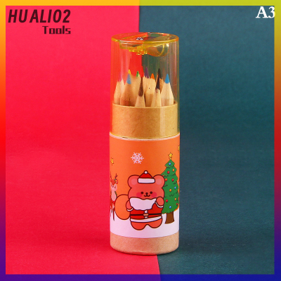 ชุดสัตว์คริสต์มาสสุดสร้างสรรค์12ดินสอสี HUALI02ชุดของขวัญเครื่องเขียนดินสอสีสมุดวาดรูปภาพวาดการ์ตูน12กล่อง