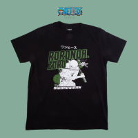 [สินค้าลิขสิทธิ์แท้/พร้อมส่ง] เสื้อยืดคอกลม สีดำ วันพีซ โซโร | One Piece Zoro T-shirt แฟชั่นแขนสั้นผ้าฝ้าย