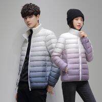 [COD] Mens Gradient Down Jacket Short Collar and Womens Same Couple Coat Warm