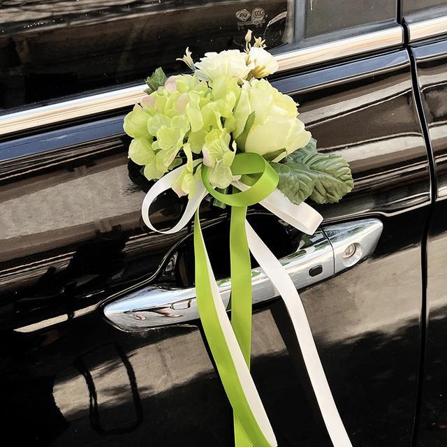 ayiq-flower-shop-ผลิตตามสั่งใหม่อุปกรณ์ตกแต่งรถแต่งงานสร้างสรรค์ดอกไม้มือจับประตูกระจกมองหลังตกแต่งดอกไม้ประดิษฐ์