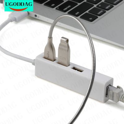 Adaptor Ethernet Tipe C ke RJ45 10/100Mbps adaptor kartu jaringan RJ45 Hub USB Transfer Data untuk Macbook Tipe C