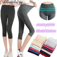 Ruizhijzg 40-115Kg สั้น Legging กางเกงผู้หญิง Plus ขนาดผู้หญิง Modal Cotton Cropped Capris ฤดูร้อน2022สวมใส่บางฤดูใบไม้ผลิและฤดูร้อนโยคะกีฬานุ่มเอวสูง Elastic Slim สวมใส่