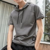 Hooded men with short sleeves in summer ins popular logo loose half sleeve guard their hats t-shirts men t-shirts on clothes --ntx230801☈