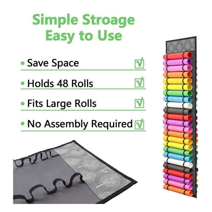 2x-vinyl-roll-holder-with-48-compartments-vinyl-roll-storage-organizer-wall-craft-room-organizers-and-storage-gray