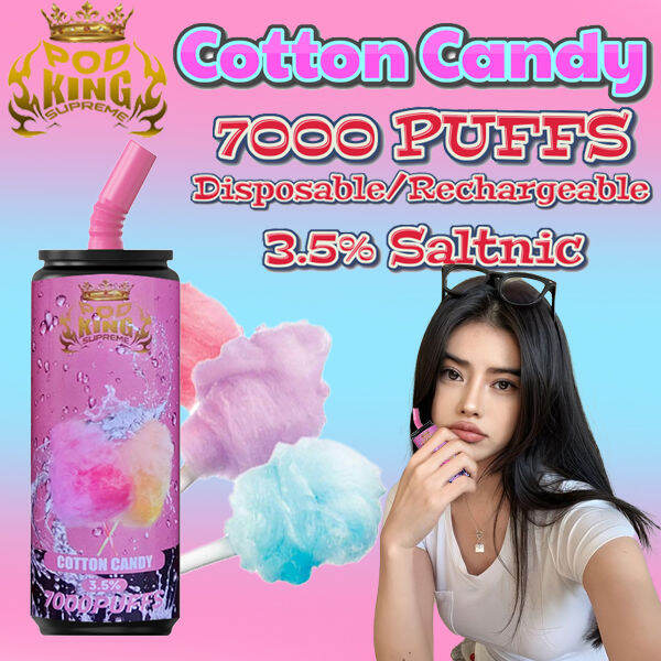 POD KING SUPREME Rechargeable Disposable PUFF PLUS 7000 Puffs (COTTON CANDY) 3.5 13ml Lazada PH