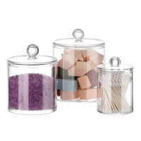 Acrylic Cotton Swab Holder Cosmetic Storage Box Set Bathroom Accessories Organizer Transparent 3pcKit Multifunctional Container