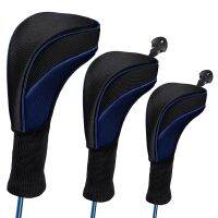 3Pcs/Set Golf Club Headcover Long Neck Head Covers For Driver Fairway Hybrid Knitted Fabric Golf Wood Cover 3 Colors Number Tag