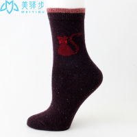 12 Pairs Per Set Girl Wool Socks Thickened Cute Cartoon Cat Soft Wool Socks Factory Direct Sales