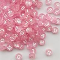 100 Pcs 4x7mm Transparent English Alphabet Pink Acrylic Beads DIY Handmade Materials