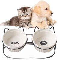 （glistening shop） Ulmpp Catbowlresistant และ Mat Pet KittenFood Feeding Dish เครื่องป้อนน้ำสูงอุปกรณ์สุนัข