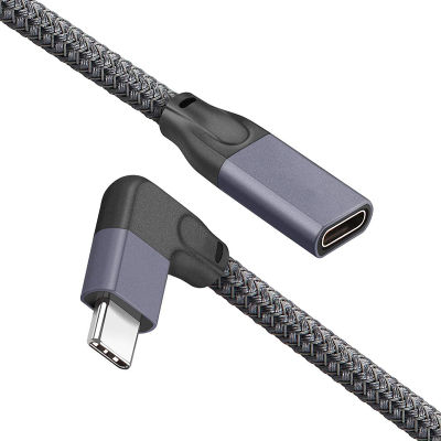 Right Angle USB C Extension Cable Short, Braied &amp;Aluminum USB-C 3.1 Male to Female Extension,Gen 2 10Gbps