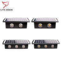 บันได IP65 Lampu Solar Dinding กันน้ำเปิด/ปิดอัตโนมัติสำหรับสวนแสง RGB ไฟสนามพลังแสงอาทิตย์สีขาวอบอุ่นสีขาว