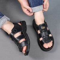 Summer Designer Men Leather Sandals Outside Men Leather Slippers Soft-soled Male Casual Sandals Non-slip