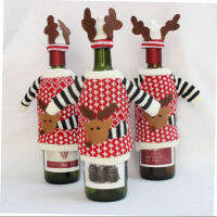 Christmas Elk Decoration Red Wine Bottle Covers Clothes With Hats For Home Dinner Party Gifts Free Shipping