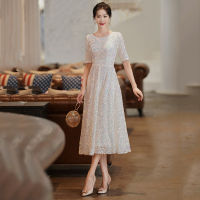 White Sparkling Sequin Evening Dress O-Neck Half Sleeve Women Party Gowns A-Line Elegant Dresses Robe De Soiree