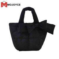 MOJOYCE Women Space Padded Bow Top-Handle Bag Lady Solid Color Small Crossbody Bag