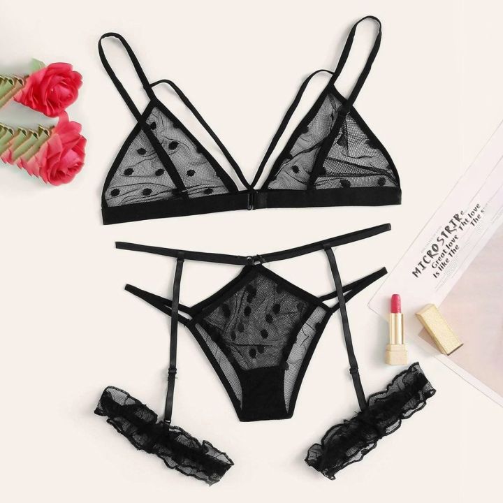 Limea New Women Plus Size Lace Lingerie Bra+Thong Underwear Set Black ...